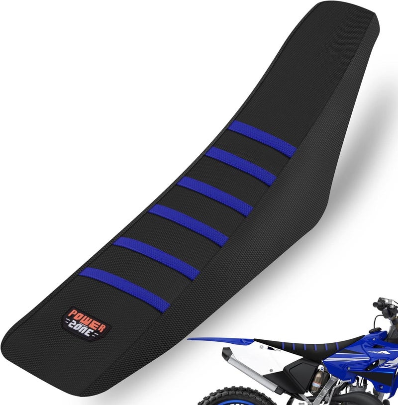 MCHMFG Motorcycle Universal Seat Cover Non-Slip Rubber Striped Gripper Soft Sewing for CRF WR WRF RMZ YZF SXF EXC EXC XC SX CR KLX Dirt Pit Bike Motocross Off Road Motorbike (Blue) - Image 1